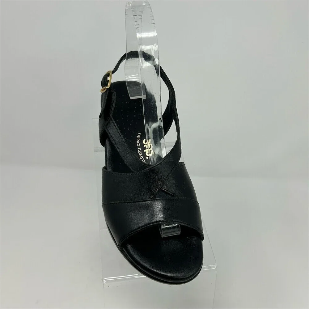 SAS Caress Women's Slingback Wedge Sandals Black Tripad Comfort Size 6.5 M